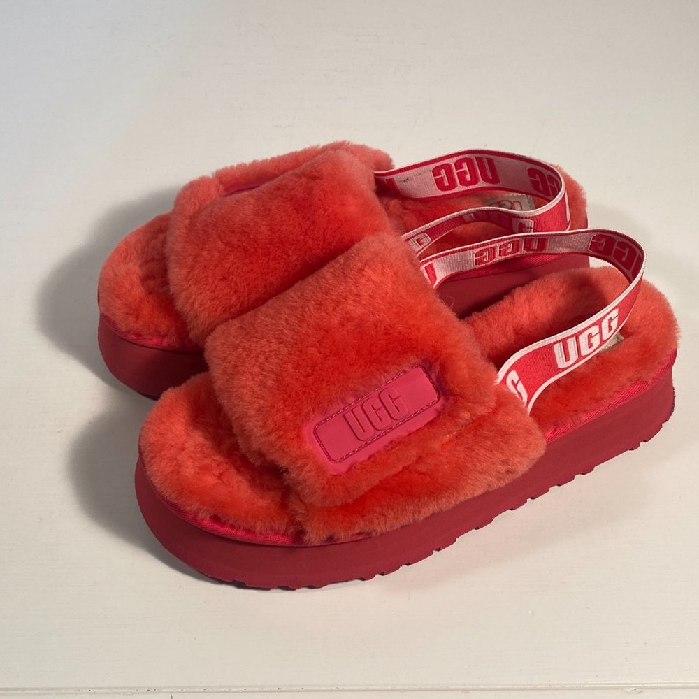 Ugg Disco Slide Pink Shearling Platform Sandals Women Size 9 / Mint - Picture 3 of 8